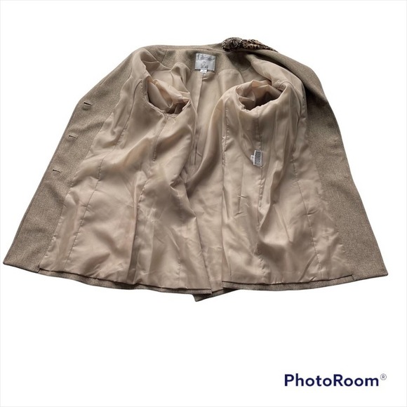 Le Suit Collections Blazer Jacket Size 12 Brown Scarf 2pc Set workwear - Picture 7 of 10